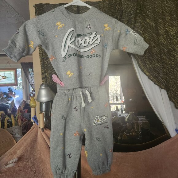 Adorable Roots 2-pc baby outfit Organic Cotton warm flannel lined - Picture 1 of 8